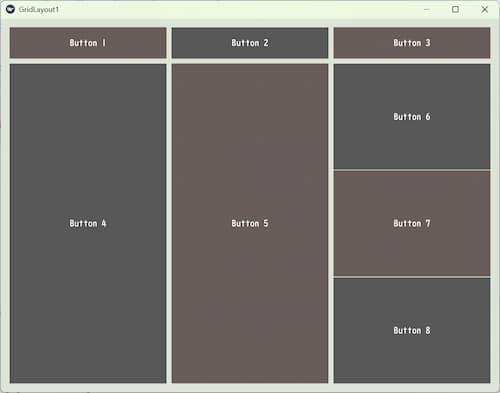 Example code for Kivy GridLayout.